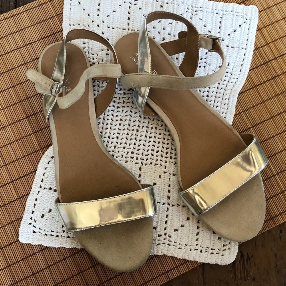 Armani Jeans Metallic Suede Ankle Strap Sandal 40